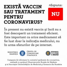 Există vaccin sau tratament pentru coronavirus? - NU
