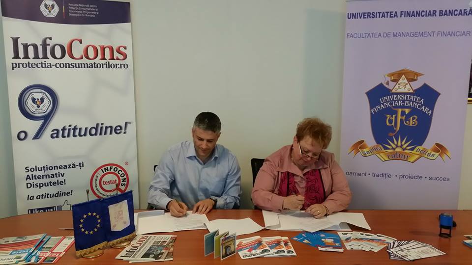 A.N.P.C.P.P.S. Romania - InfoCons a semnat un Protocol de Colaborare cu Universitatea Financiar - Bancara - Protectia Consumatorilor