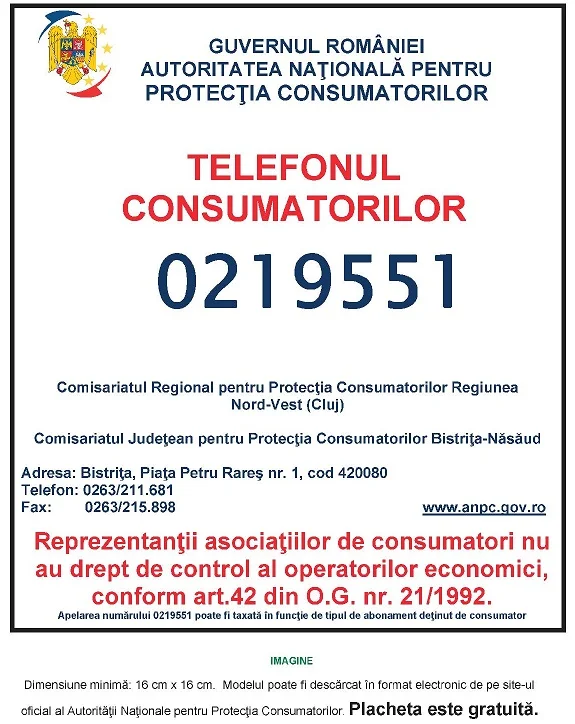Placheta ANPC - Protectia Consumatorului - Protectia Consumatorilor
