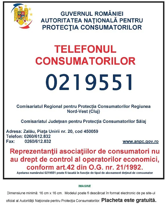 Placheta ANPC - Protectia Consumatorului - Protectia Consumatorilor