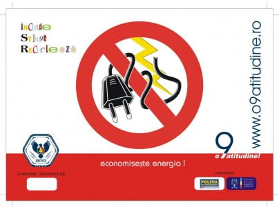 sticker Stop risipei! Inchide, stinge, recicleaza! Economiseste energia - InfoCons - Protectia Consumatorilor