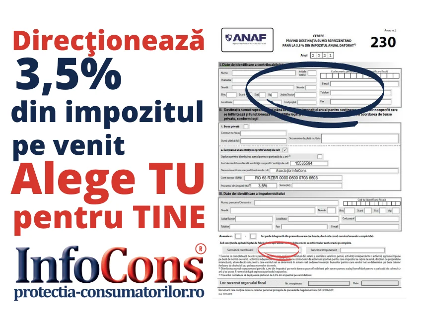Directionează 3,5% din impozitul pe venit InfoCons Protectia Consumatorilor