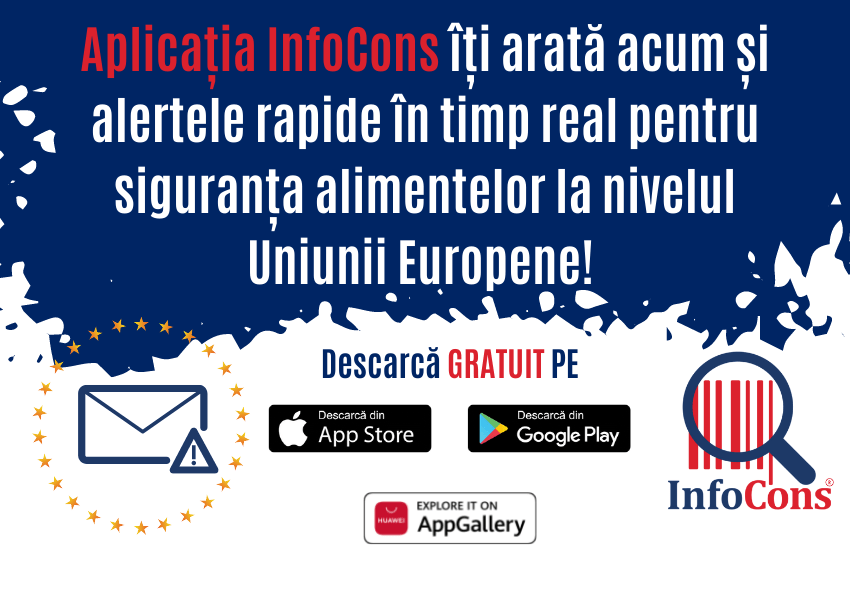 Aplicația InfoCons îți arată acum și alertele rapide in timp real pentru siguranța alimentelor la nivelul Uniunii Europene! Fii informat cu Aplicația Unică InfoCons!