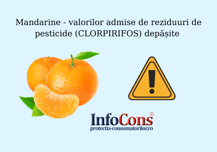 Mandarine – valori admise de reziduuri de pesticide (CLORPIRIFOS) depășite