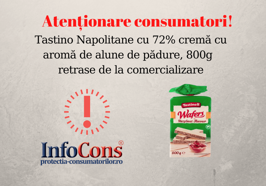 Rechemare produs – Tastino Napolitane cu 72% cremă cu aromă de alune de pădure, 800g – LIDL