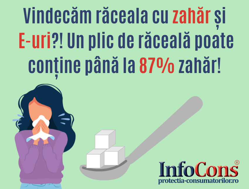 Alertă InfoCons! Un plic de răceală poate conține până la 87% zahăr!​