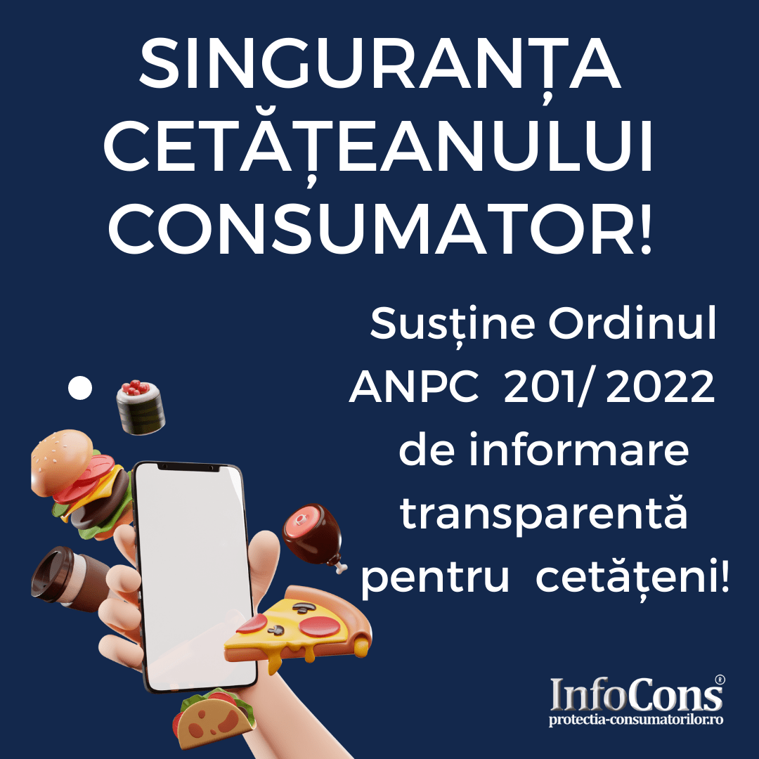 SINGURANȚA CETĂȚEANULUI CONSUMATOR! Vrei să știi ce mănânci? Vrei să șii ce conține real mâncarea comandată online sau la restaurante? Susține Ordinul 201/2022 de informare transparentă pentru  cetățeni!