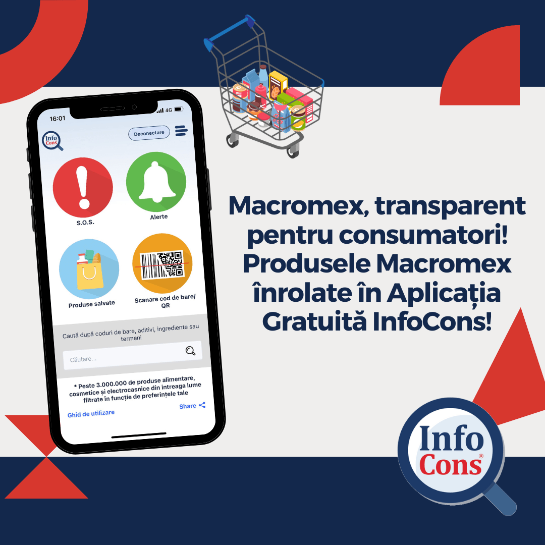 Macromex, transparent pentru consumatori! Produsele Macromex  înrolate în Aplicația Gratuită InfoCons! InfoCons Protectia Consumatorilor