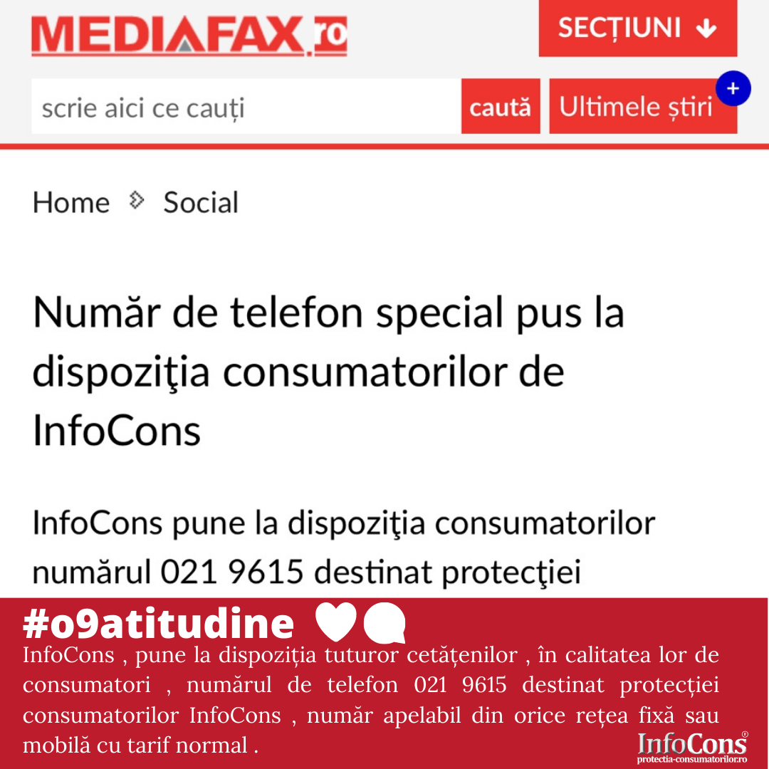 Număr de telefon pentru Protectia Consumatorilor InfoCons