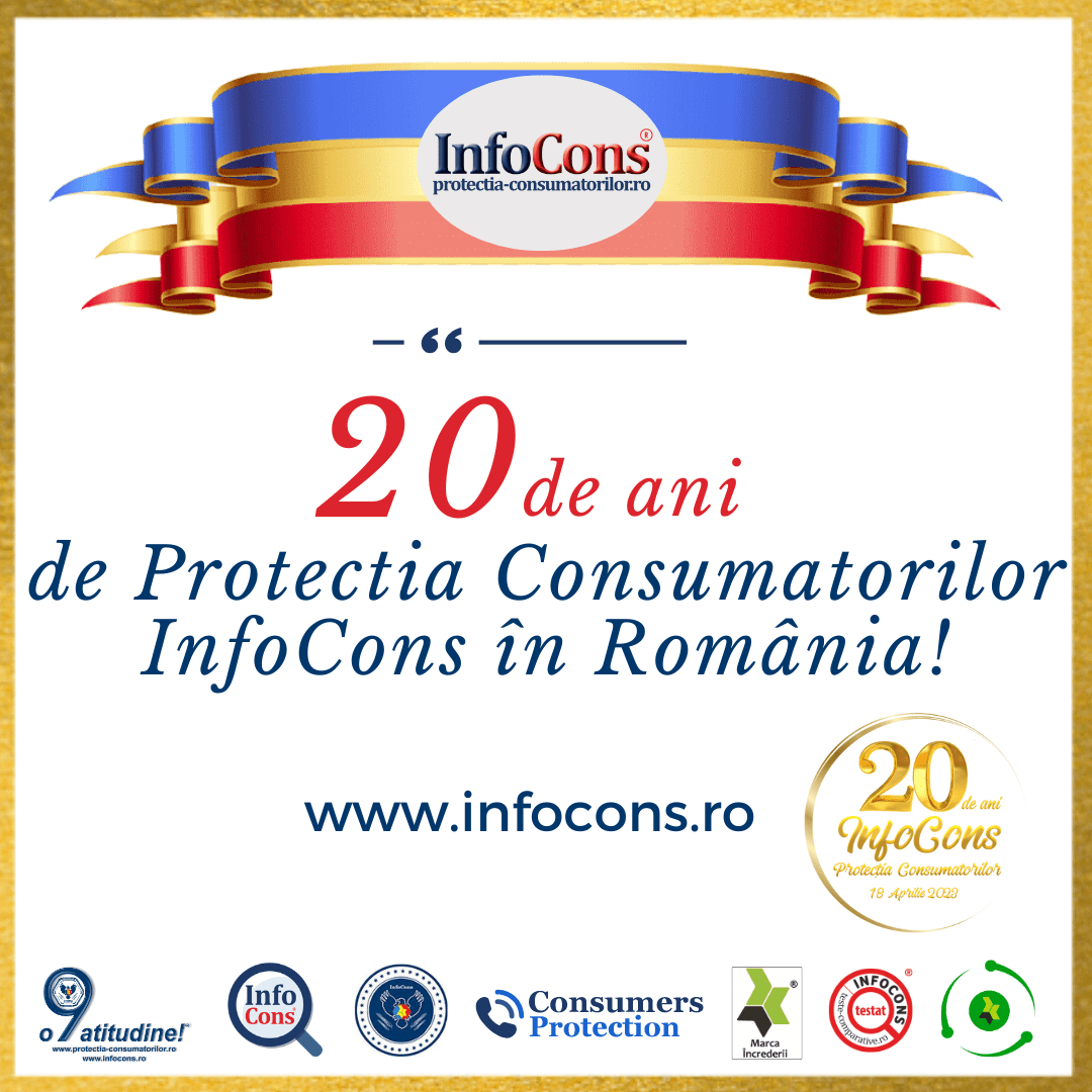 Două decenii de Protectia Consumatorilor InfoCons în România! Votează temele prioritare pentru Strategia InfoCons Protecția Consumatorilor în perioada 2023-2024 ! Ia atitudine! Fă o poză cu  materialele InfoCons! Știi cine sunt cei 300?