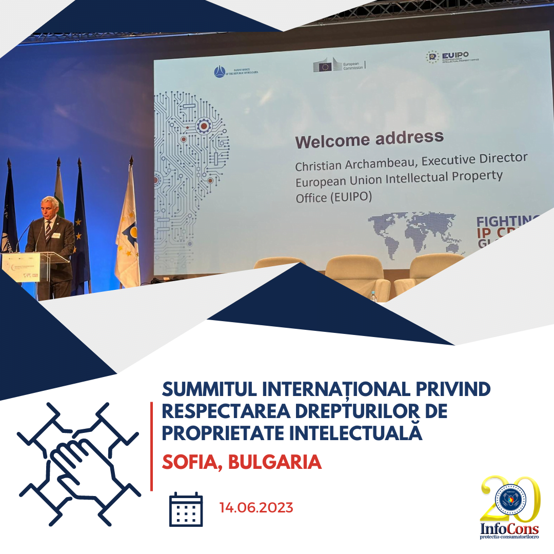 Domnul Sorin Mierlea, Președinte InfoCons , participă astăzi, în calitate de speaker la Summitului internațional privind respectarea drepturilor de proprietate intelectuală