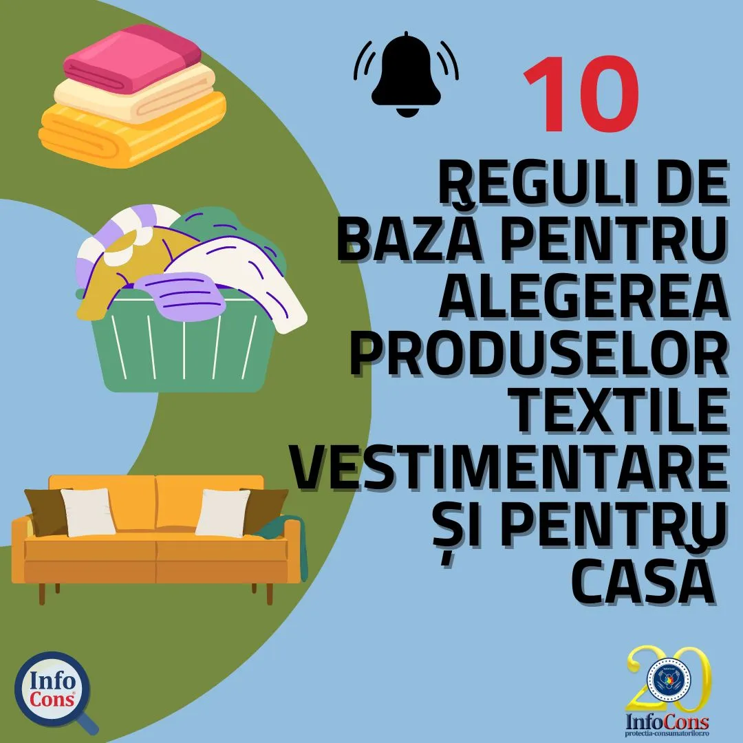 10 reguli de bază pentru alegerea produselor textile vestimentare și pentru casă! Verifică alertele din Aplicația InfoCons!