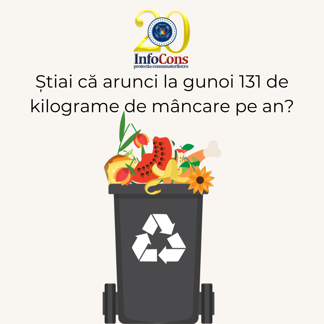 Știai că arunci la gunoi 131 de kilograme de mâncare pe an?