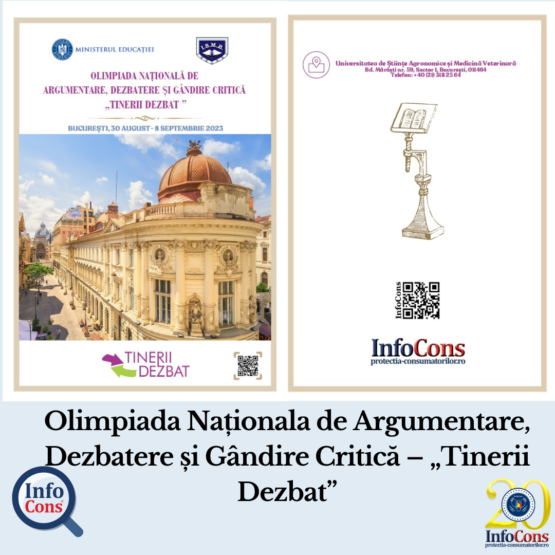 Reprezentantul InfoCons participă la Festivitatea de deschidere a Olimpiadei naționale de argumentare, dezbatere și gândire critică ”Tinerii dezbat”