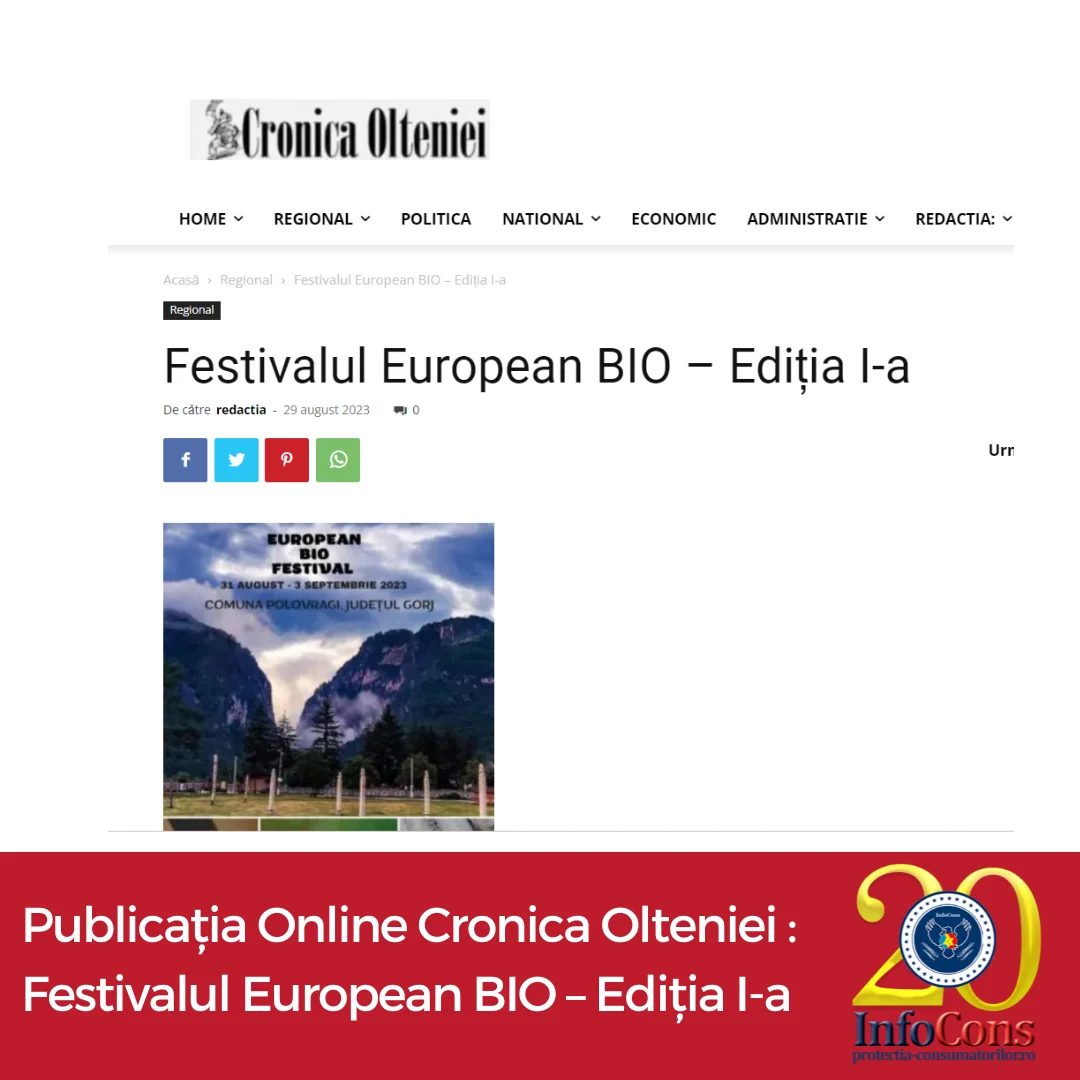 Publicația Online Cronica Olteniei : Festivalul European BIO – Ediția I-a