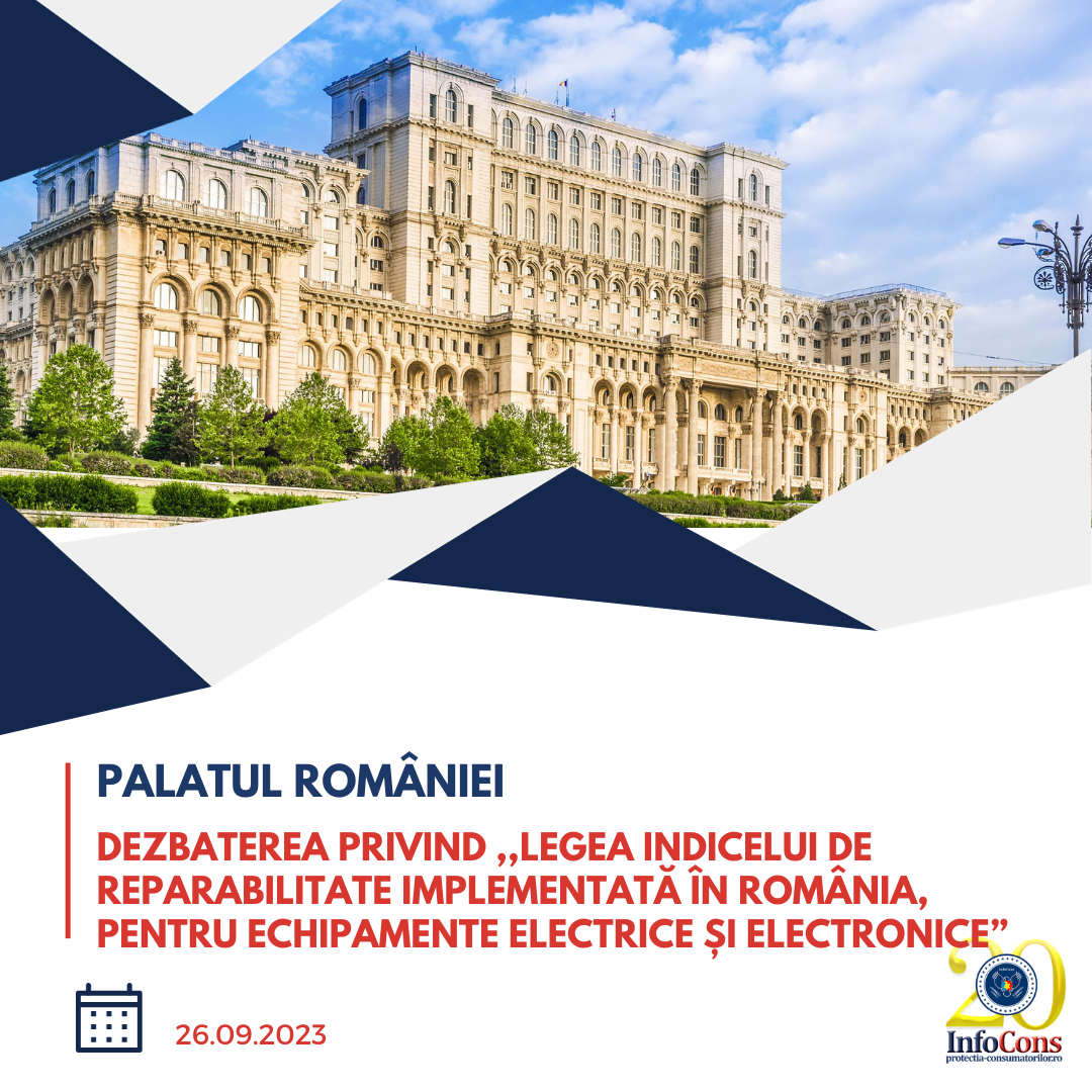 Președintele InfoCons, Sorin Mierlea, participă la dezbaterea privind LEGEA INDICELUI DE REPARABILITATE implementată în România, pentru echipamente electrice și electronice