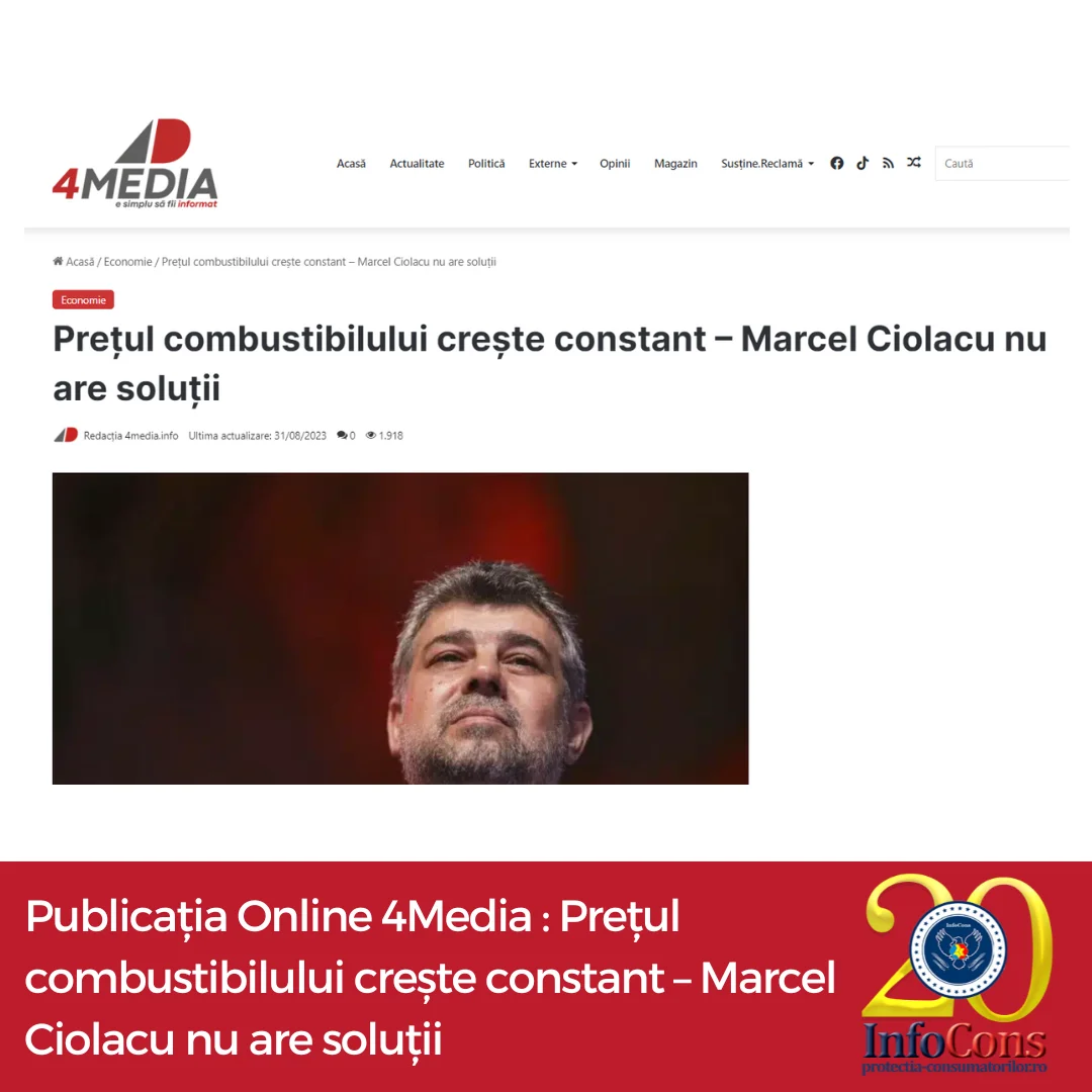 Publicația Online 4Media : Prețul combustibilului crește constant &ndash; Marcel Ciolacu nu are soluții