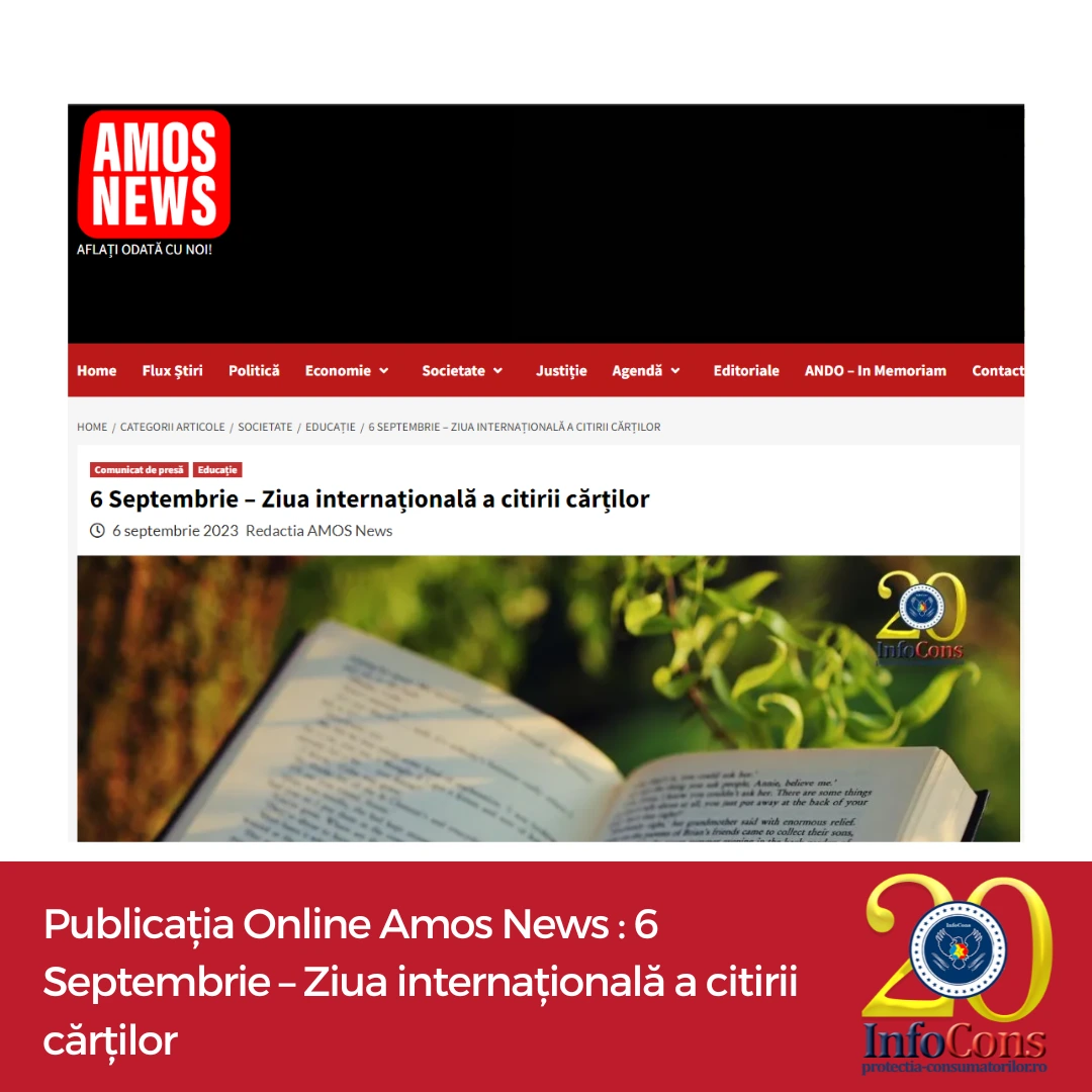 Publicația Online Amos News : 6 Septembrie &ndash; Ziua internațională a citirii cărților