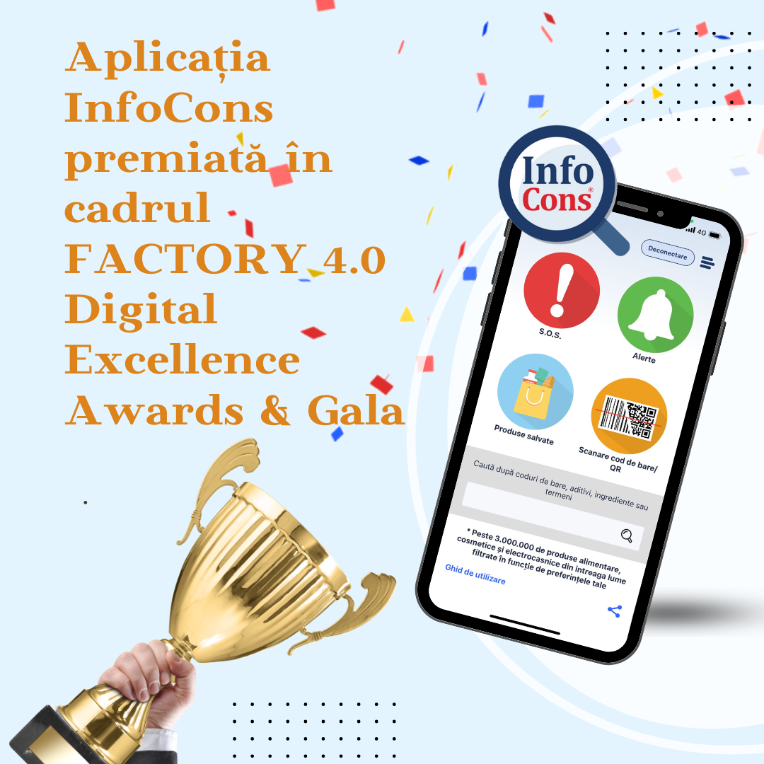 Aplicația InfoCons premiată în cadrul FACTORY 4.0 Digital Excellence Awards & Gala