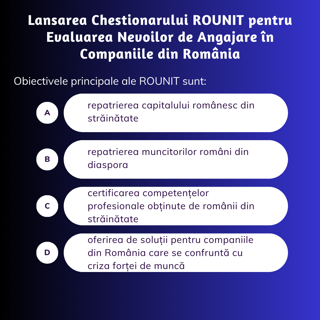 Lansarea Chestionarului ROUNIT pentru Evaluarea Nevoilor de Angajare în Companiile din România