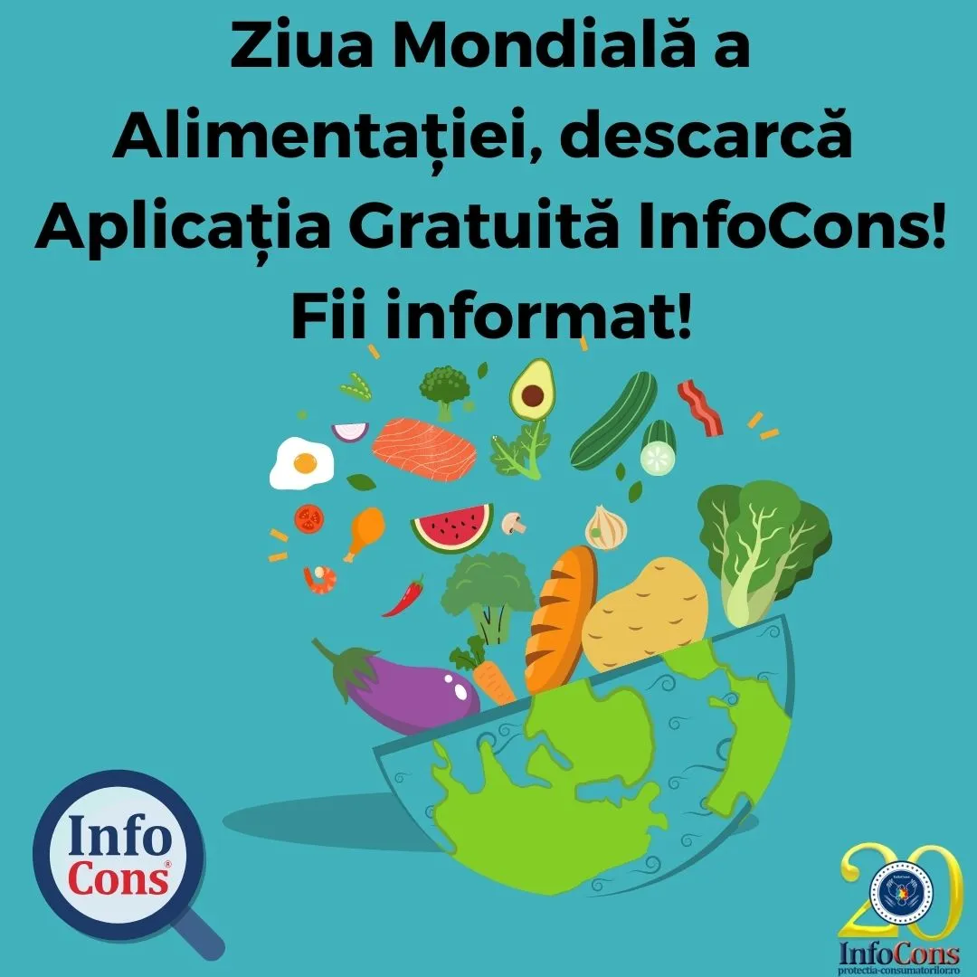 De Ziua Mondială a Alimentației descarcă Aplicația Gratuită InfoCons! Fii informat!