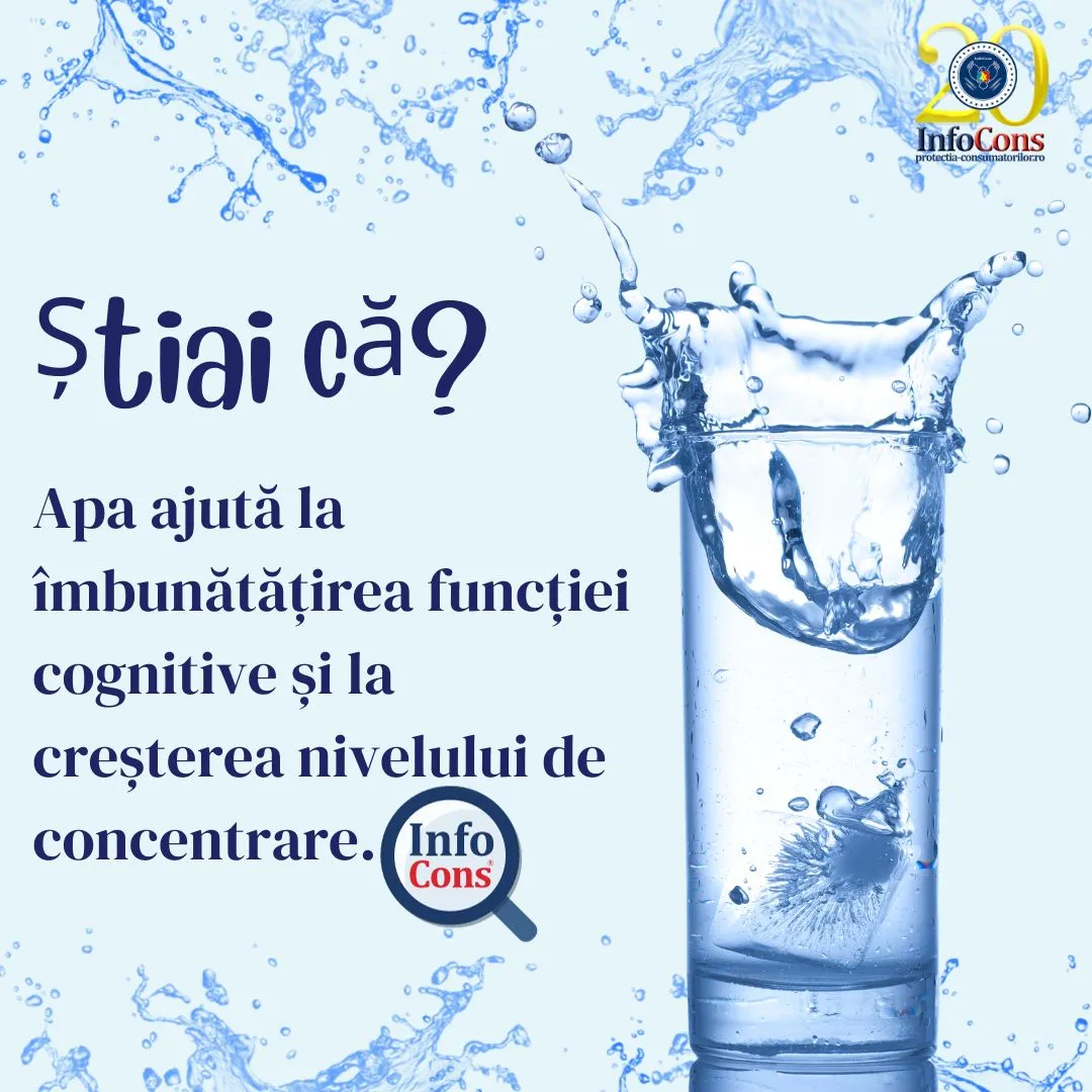 Știai că ….. Apa ajută la îmbunătățirea funcției cognitive și la creșterea nivelului de concentrare ?