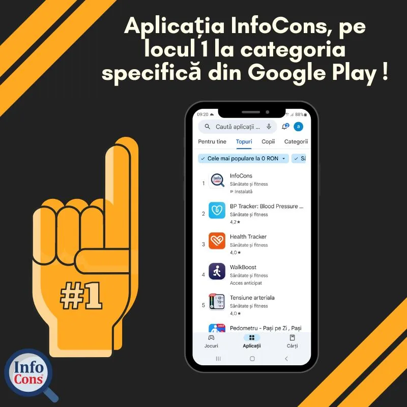 Aplicația InfoCons este si astazi pe locul 1 la categoria specifică din Google Play !