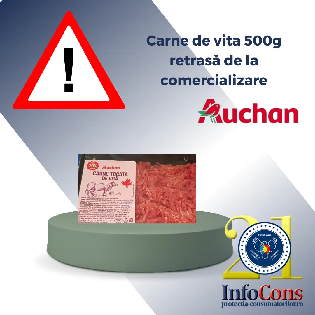 Atenție ! Carne de vita 500g retrasă de la comercializare – Auchan