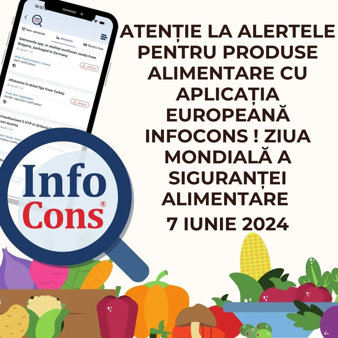 Atenție la Alertele pentru produse alimentare cu Aplicația Europeană InfoCons ! Ziua Mondială a Siguranței Alimentare 2024