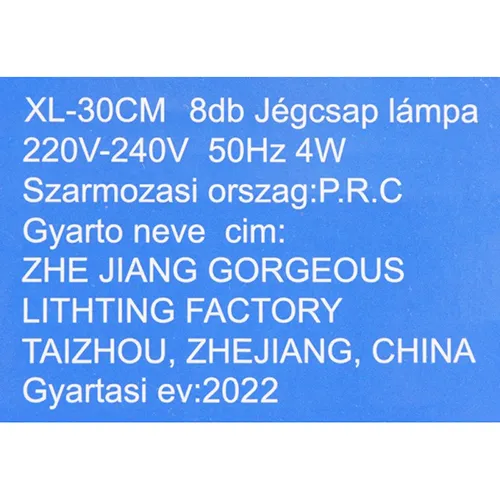 Lanțul de iluminat extensibil cu LED-uri albastre instalate în 8 bucăți de tuburi de plastic de 28 cm lungime, cu sursă de alimentare.