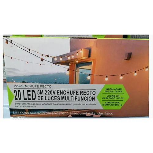 Lanțul de iluminat cu 20 de bucăți de LED-uri neînlocuibile, de cinci metri lungime. Tensiune 220 V.