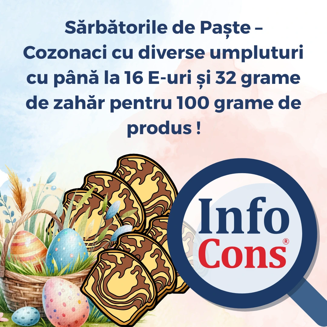 Sărbătorile de Paște – Cozonaci cu diverse umpluturi cu până la 16 E-uri și 32 grame de zahăr pentru 100 grame de produs !