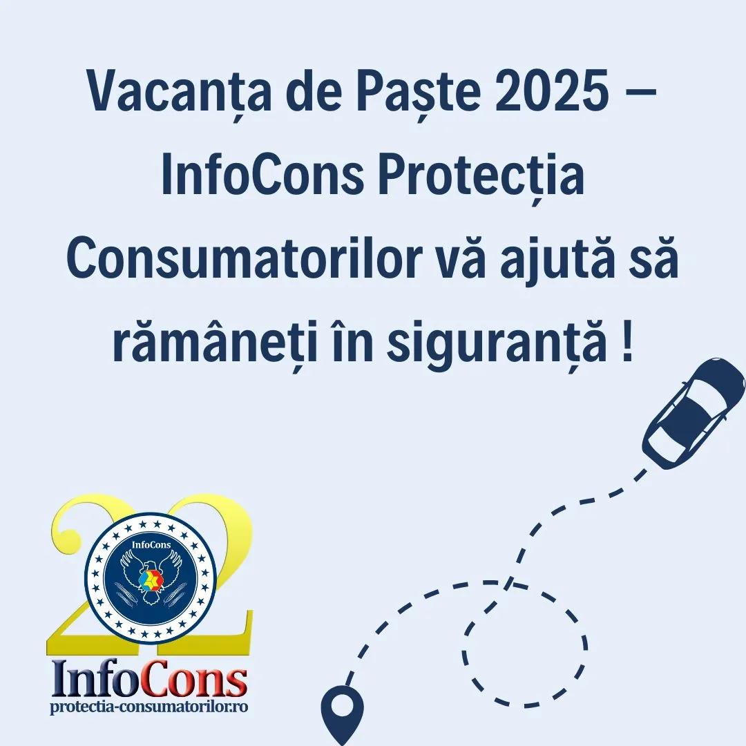 Vacanța de Paște 2025 – InfoCons Protecția Consumatorilor vă ajută să rămâneți în siguranță !