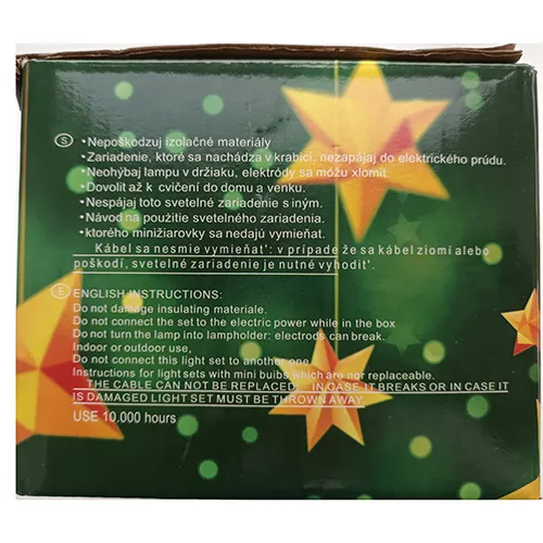 Lanț de iluminat de Crăciun cu 80 de surse de lumină cu LED-uri neînlocuibile, echipate cu o unitate electronică pentru opt efecte de iluminare diferite.