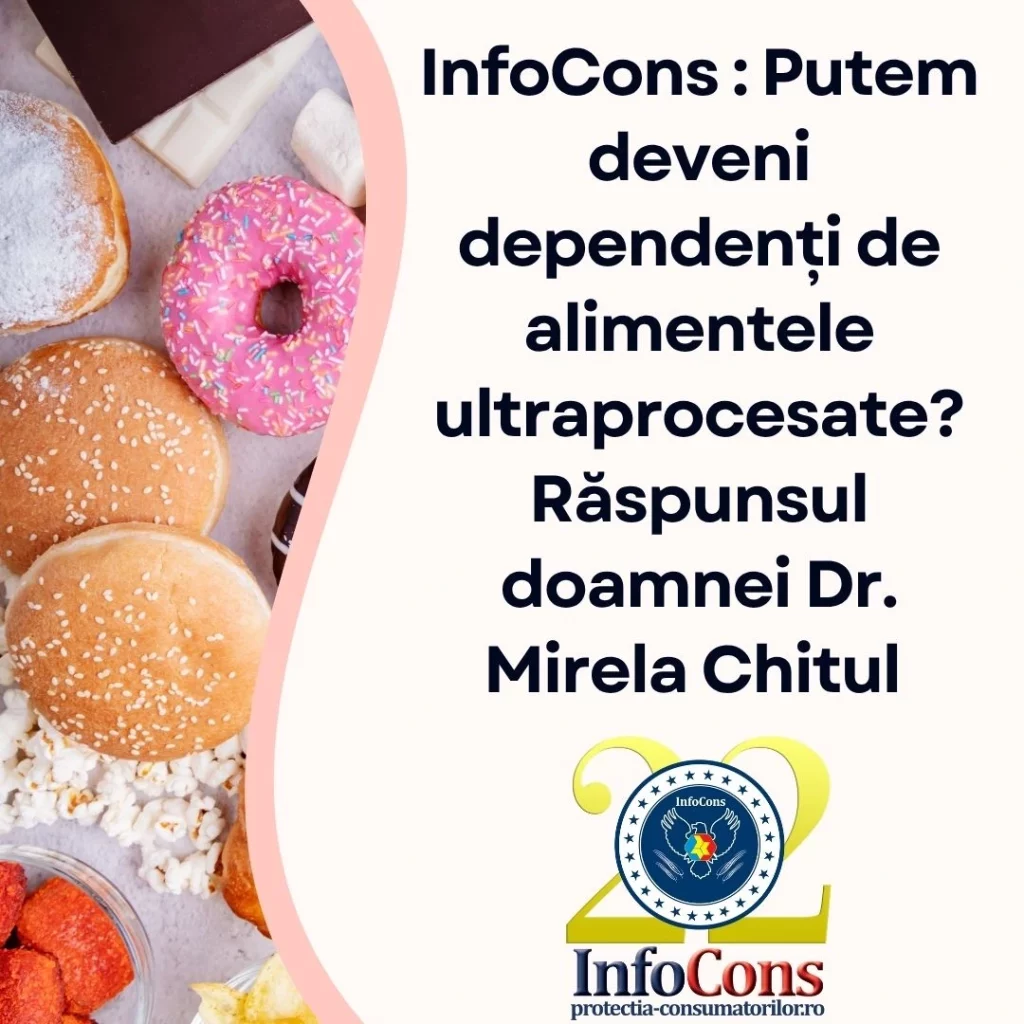 InfoCons Protecția Consumatorilor : Putem deveni dependenți de alimentele ultraprocesate ? Răspunsul doamnei Dr. Mirela Chitul
