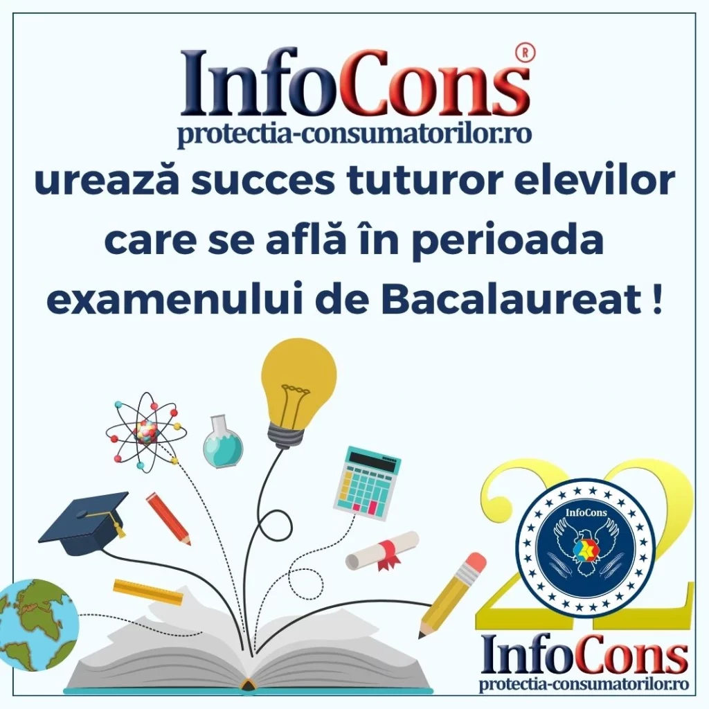 InfoCons - Protecția Consumatorului urează succes tuturor elevilor care se află în perioada examenului de Bacalaureat !