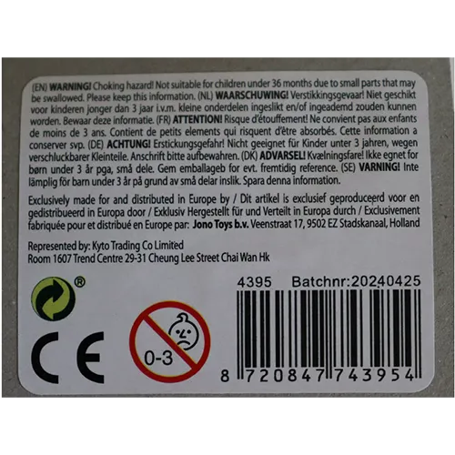 Trompetă de jucărie din plastic roz și albastru.