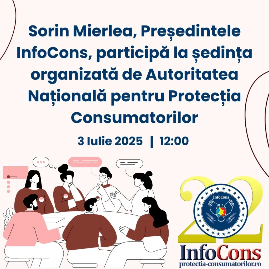 Sorin Mierlea , Președintele InfoCons Protecția Consumatorului , participă la ședința organizată de Autoritatea Națională pentru Protecția Consumatorilor