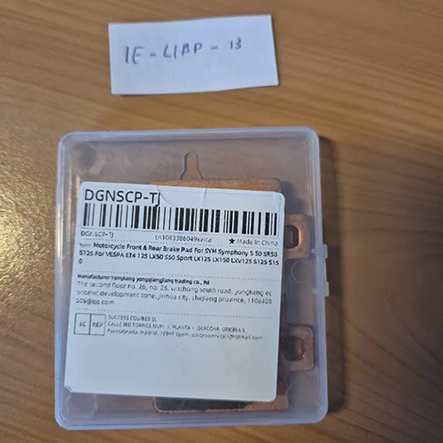Plăcuțe de frână față și spate destinate următoarelor motociclete SYM: Simfonia (S 50, SR 50 și S 125) și pentru motocicleta VESPA: ET4 125, LX50, S50 Sport, LX125, LX150, LXV125, S125, S150. Produs vândut online, în special prin intermediul AliExpress.
