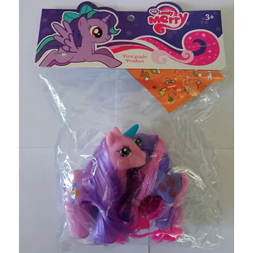 Set de două unicorni de jucărie din plastic moale.