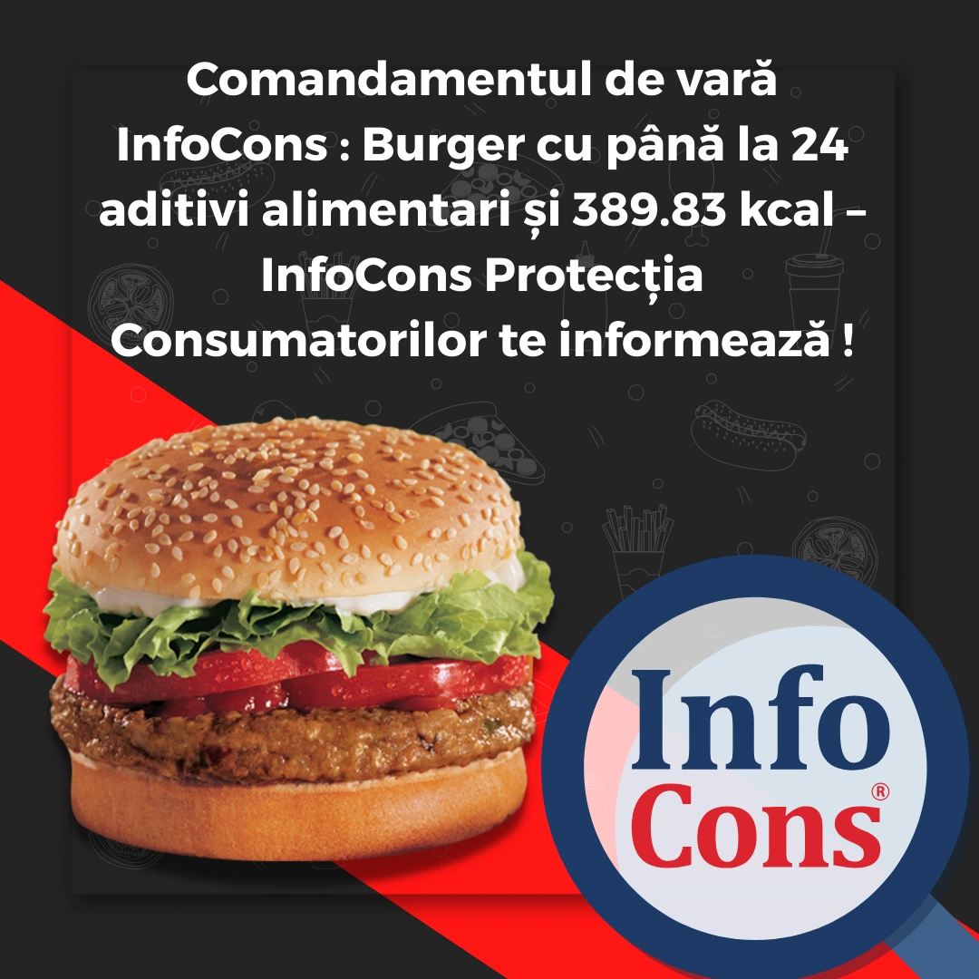 Comandamentul de vară InfoCons : Burger cu până la 24 aditivi alimentari și 389.83 kcal – InfoCons Protecția Consumatorilor te informează !