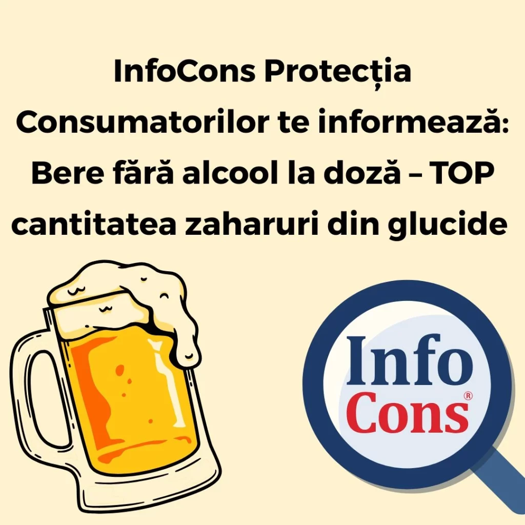InfoCons Protecția Consumatorilor te informează : Bere fără alcool la doză - TOP cantitatea zaharuri din glucide