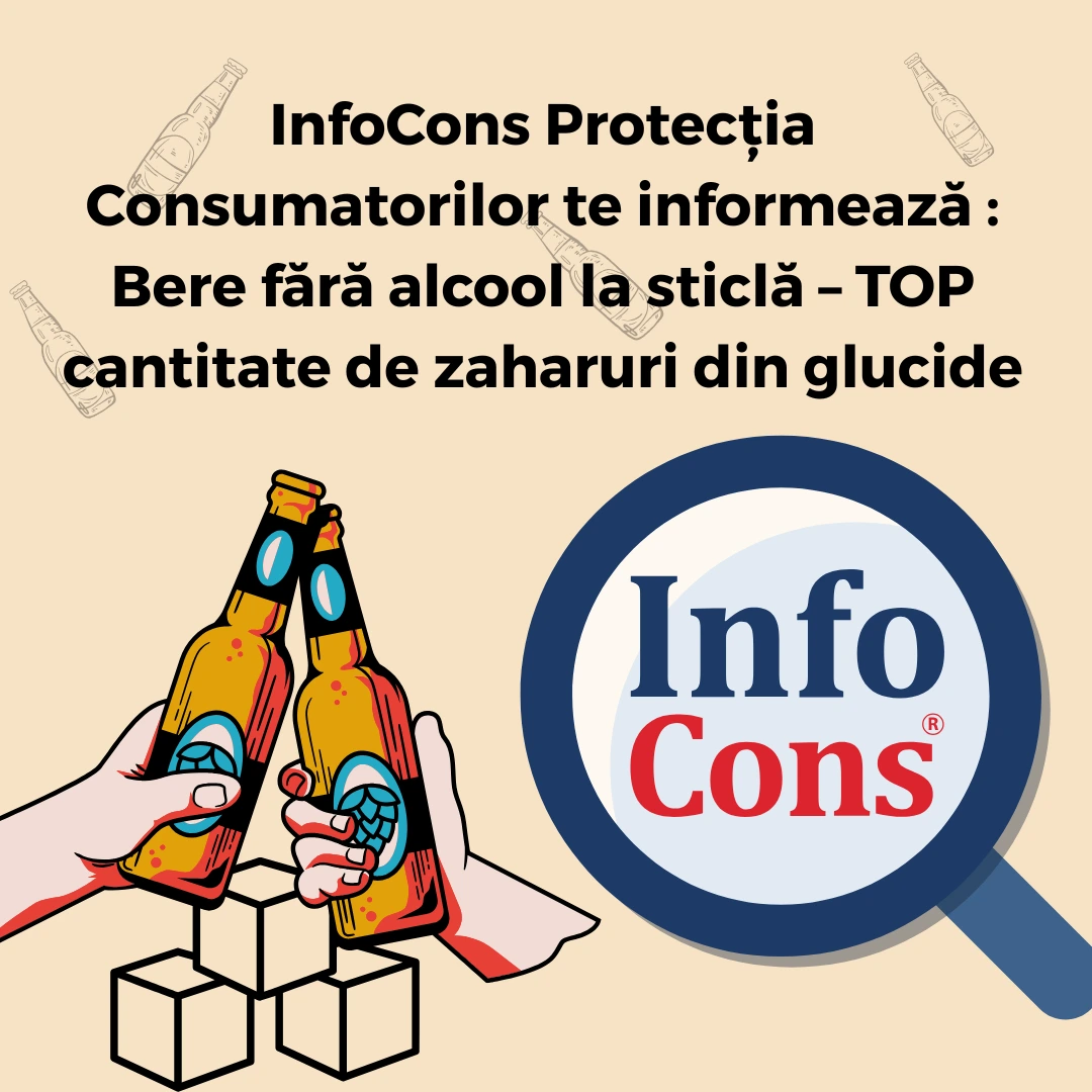 InfoCons Protecția Consumatorilor te informează : Bere fără alcool la sticlă – TOP cantitate de zaharuri din glucide