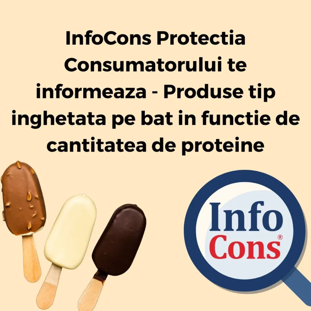 InfoCons Protectia Consumatorului te informeaza - Produse tip inghetata pe bat in functie de cantitatea de proteine