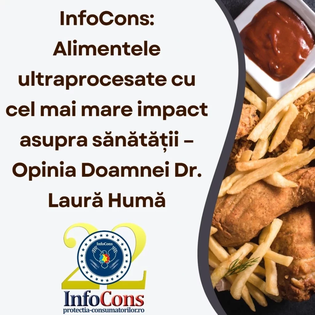 InfoCons Protecția Consumatorului : Alimentele ultraprocesate cu cel mai mare impact asupra sănătății – Opinia Doamnei Dr. Laură Humă
