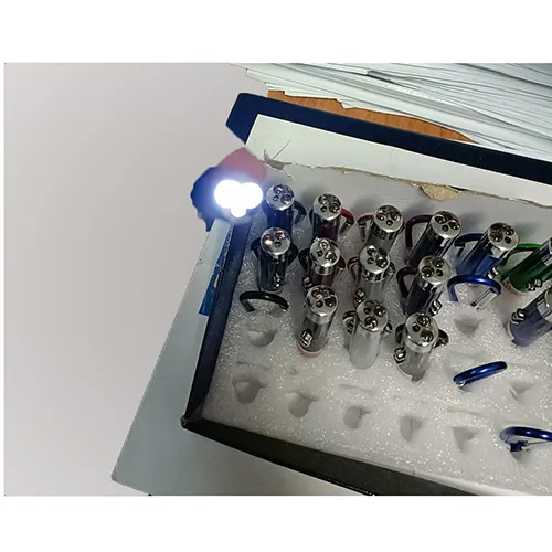 Indicator laser cu lumină dublă și funcție laser, alimentat de baterii cu trei butoane.