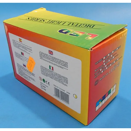 Lanț de iluminat &icirc;ntr-un design de perdea cu dimensiuni de 2 m x 2 m, lumini LED de ne&icirc;nlocuit și o priză care permite extinderea cu membri suplimentari.