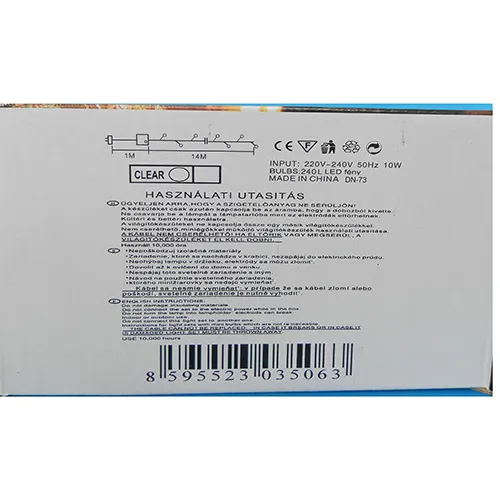 Lanț de iluminat cu 240, LED-uri neînlocuibile și o unitate intermitentă.