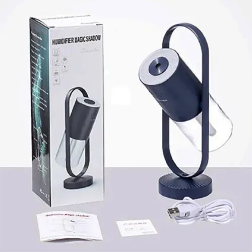Umidificator de aer cu funcții de iluminare și un cablu de încărcare. Produs vândut online, în special prin intermediul Bykylie.se.