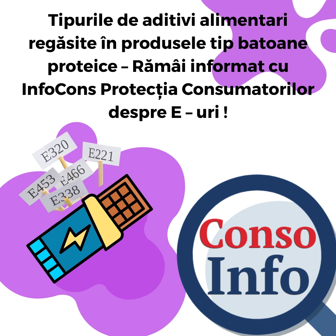 Tipurile de aditivi alimentari regăsite în produsele tip batoane proteice – Rămâi informat cu InfoCons Protecția Consumatorilor despre E – uri !